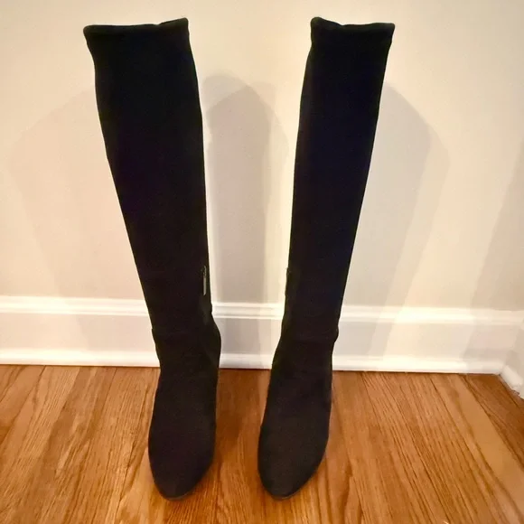 Aquatalia Rhumba Suede Knee-High Waterproof Boots Black 8.5 Made in Italy - Picture 2 of 4